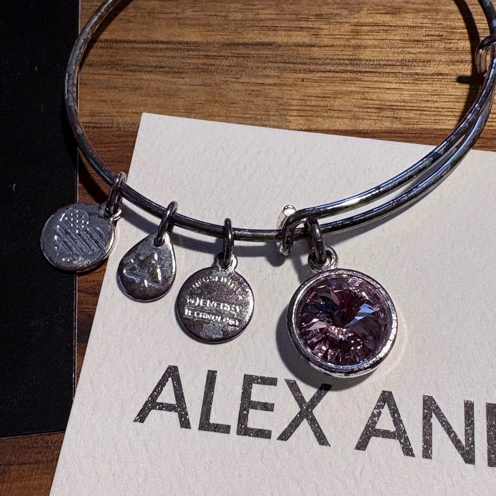 Alex and Ani (+) Energy Silver & Amethyst Bracelet